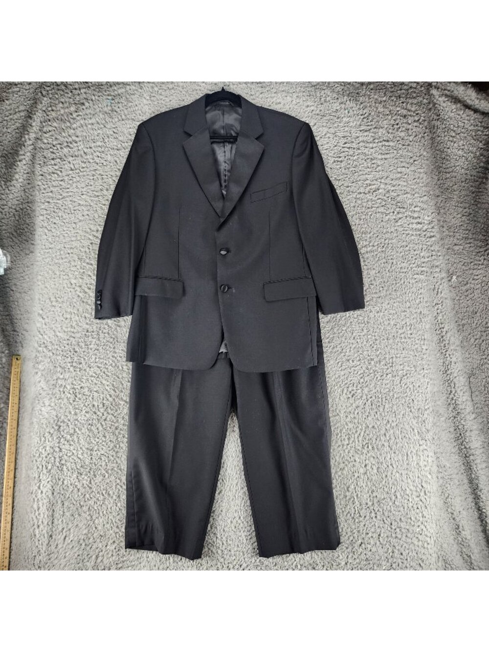 Daniel Gray 2 Piece Suit Mens 40S 38x25 Black Wool Tuxedo Jacket Pants Set